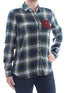 Juniors' Plaid Patch Button-Up Shirt